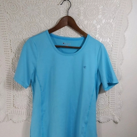 Champion Shirt Womens Medium Blue Workout Gym Tee Short Sleeve Active Running - Picture 8 of 8